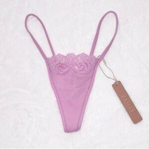 Skims Fits Everybody Corded Lace Thong - Petal